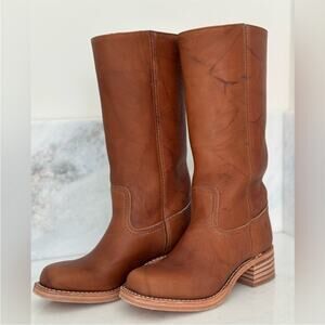 FRYE Campus boots in saddle brown tan 14L size 9 women’s cognac tan